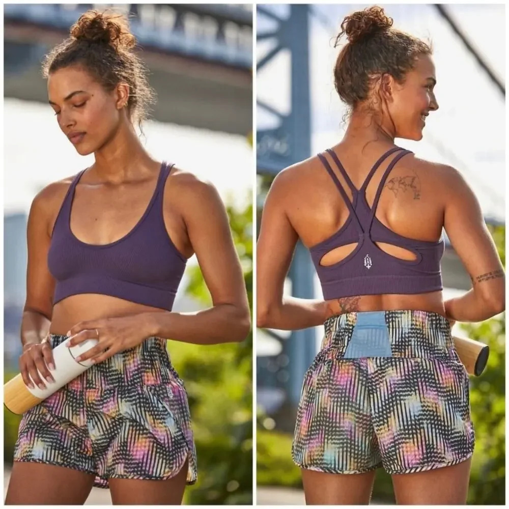 Free People FP Movement The Way Home Shorts Euphoria Print Medium Mesh Pocket